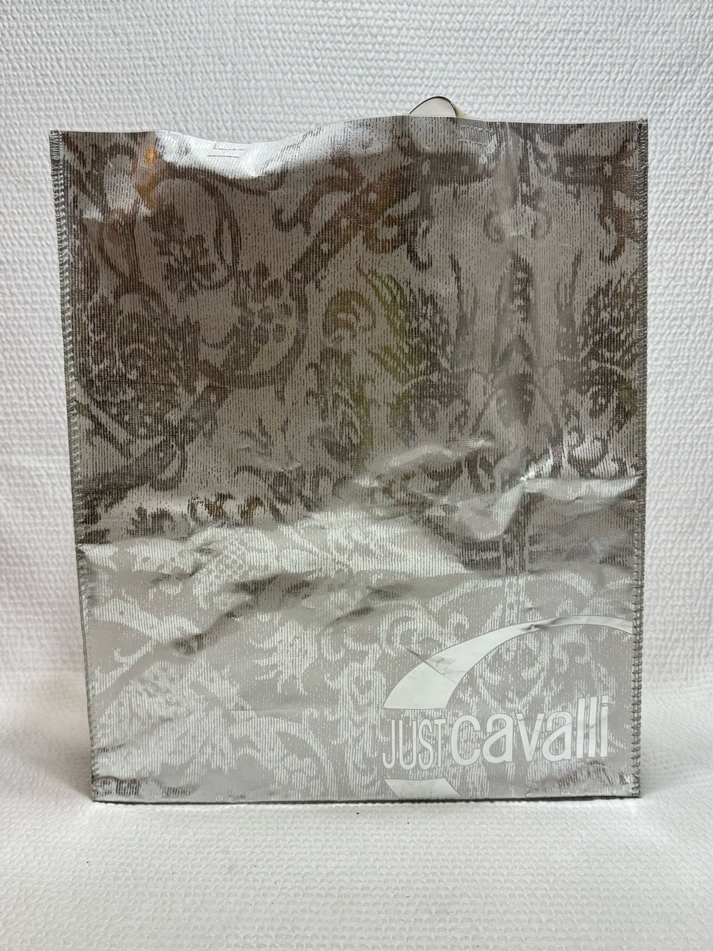 Just Cavalli Silver Metallic Logo Shopper